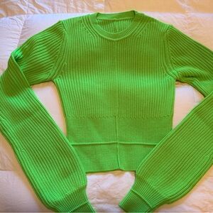 Marc Jacobs Neon Green Ribbed Crewneck Sweater